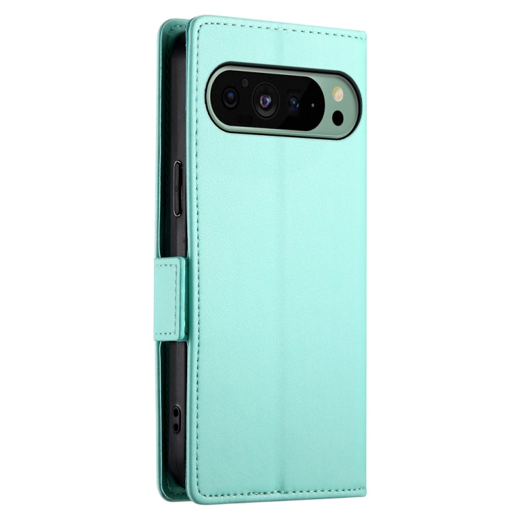 For Google Pixel 9 Side Buckle Magnetic Frosted Leather Phone Case(Mint Green) - Google Cases by PMC Jewellery | Online Shopping South Africa | PMC Jewellery | Buy Now Pay Later Mobicred