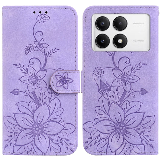 For Xiaomi Redmi K70 / K70 Pro Lily Embossed Leather Phone Case(Purple) - K70 Cases by PMC Jewellery | Online Shopping South Africa | PMC Jewellery | Buy Now Pay Later Mobicred