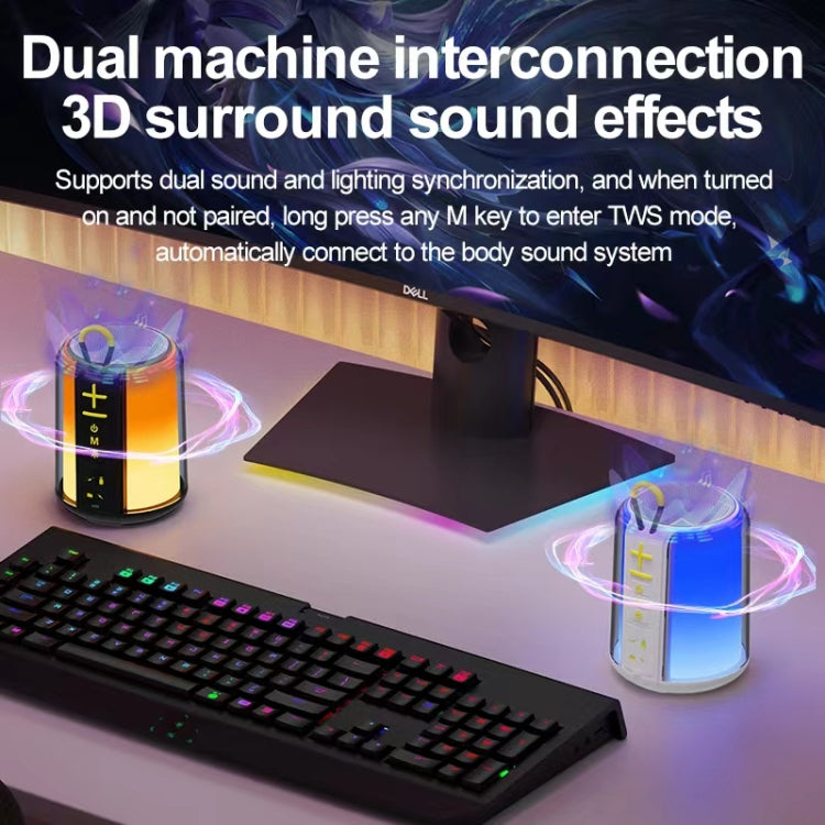 AEC S16 Portable LED Light Rainbow RGB Bluetooth Wireless TWS Speaker(Black) - free shipping - PMC Jewellery - Order now!