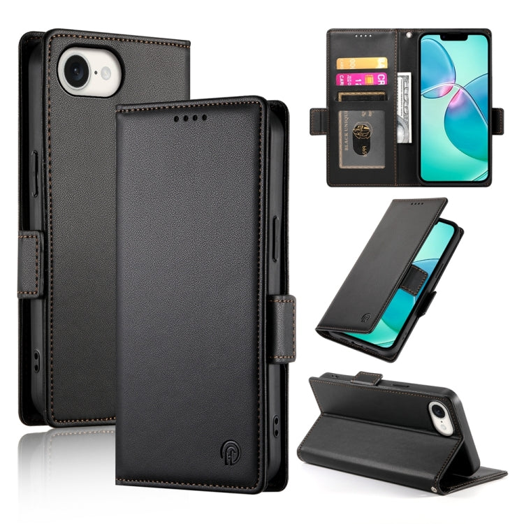 For iPhone SE 2024 Side Buckle Magnetic Frosted Leather Phone Case(Black) - More iPhone Cases by PMC Jewellery | Online Shopping South Africa | PMC Jewellery | Buy Now Pay Later Mobicred