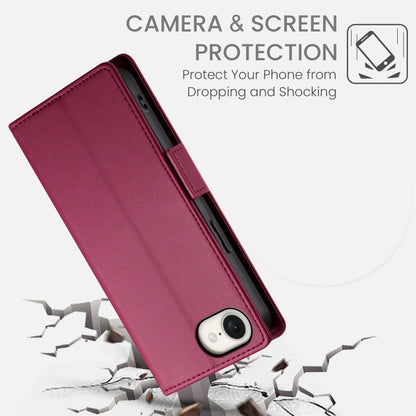 For iPhone SE 2024 Side Buckle Magnetic Frosted Leather Phone Case(Wine Red) - More iPhone Cases by PMC Jewellery | Online Shopping South Africa | PMC Jewellery | Buy Now Pay Later Mobicred