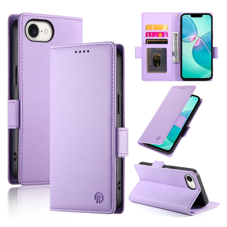 For iPhone SE 2024 Side Buckle Magnetic Frosted Leather Phone Case(Purple) - More iPhone Cases by PMC Jewellery | Online Shopping South Africa | PMC Jewellery | Buy Now Pay Later Mobicred