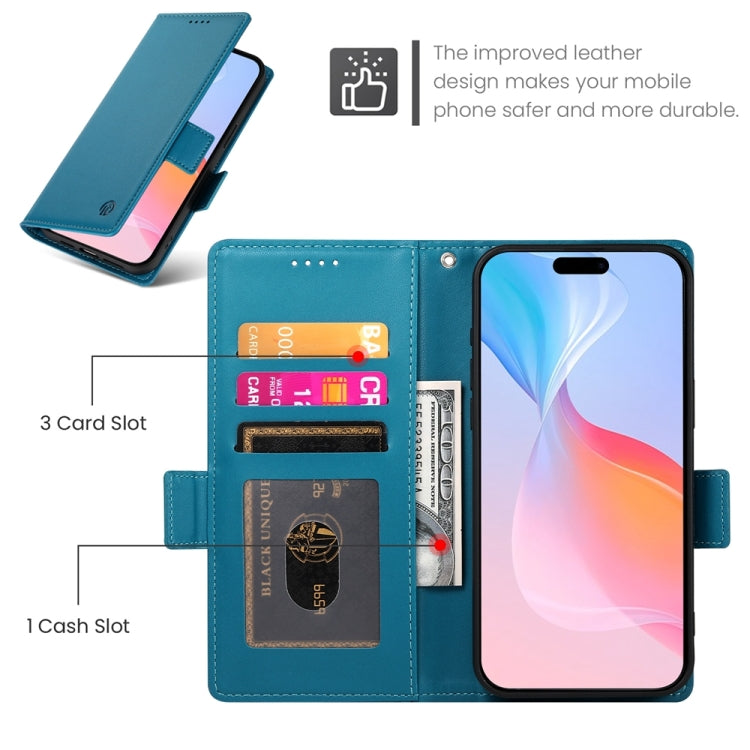 For iPhone 16 Pro Side Buckle Magnetic Frosted Leather Phone Case(Blue) - iPhone 16 Pro Cases by PMC Jewellery | Online Shopping South Africa | PMC Jewellery | Buy Now Pay Later Mobicred