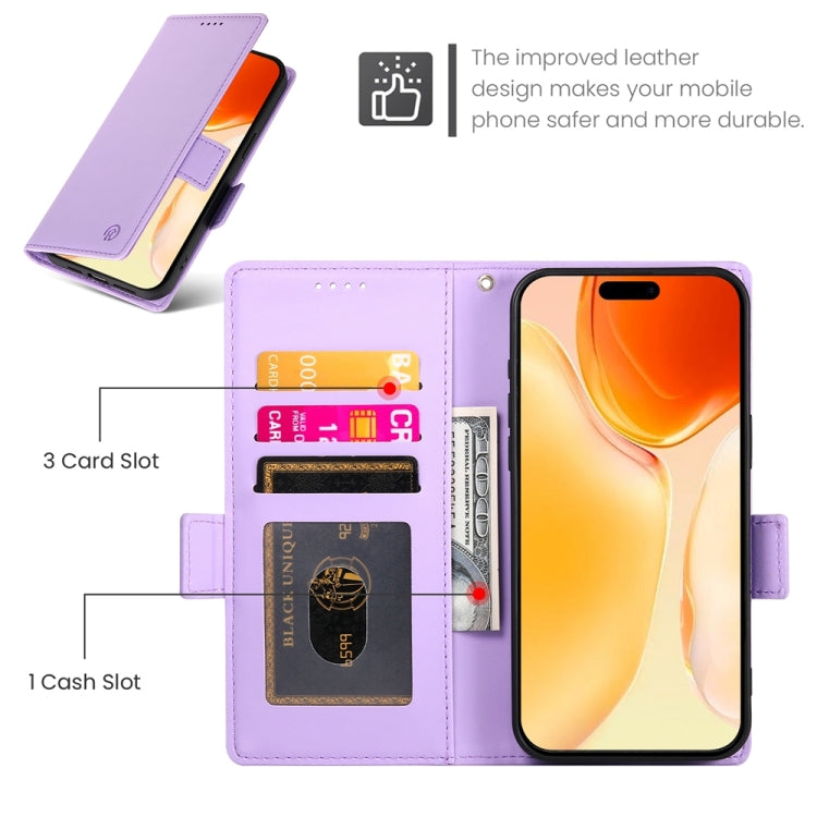 For iPhone 16 Plus Side Buckle Magnetic Frosted Leather Phone Case(Purple) - iPhone 16 Plus Cases by PMC TechLife | Online Shopping South Africa | PMC TechLife | Buy Now Pay Later Mobicred