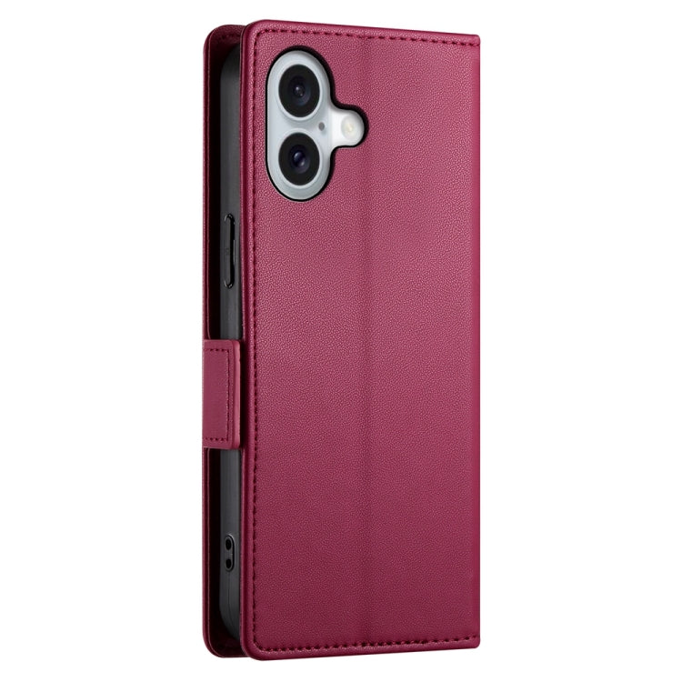 For iPhone 16 Side Buckle Magnetic Frosted Leather Phone Case(Wine Red) - iPhone 16 Cases by PMC Jewellery | Online Shopping South Africa | PMC Jewellery | Buy Now Pay Later Mobicred