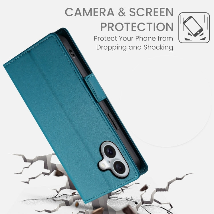 For iPhone 16 Side Buckle Magnetic Frosted Leather Phone Case(Blue) - iPhone 16 Cases by PMC Jewellery | Online Shopping South Africa | PMC Jewellery | Buy Now Pay Later Mobicred