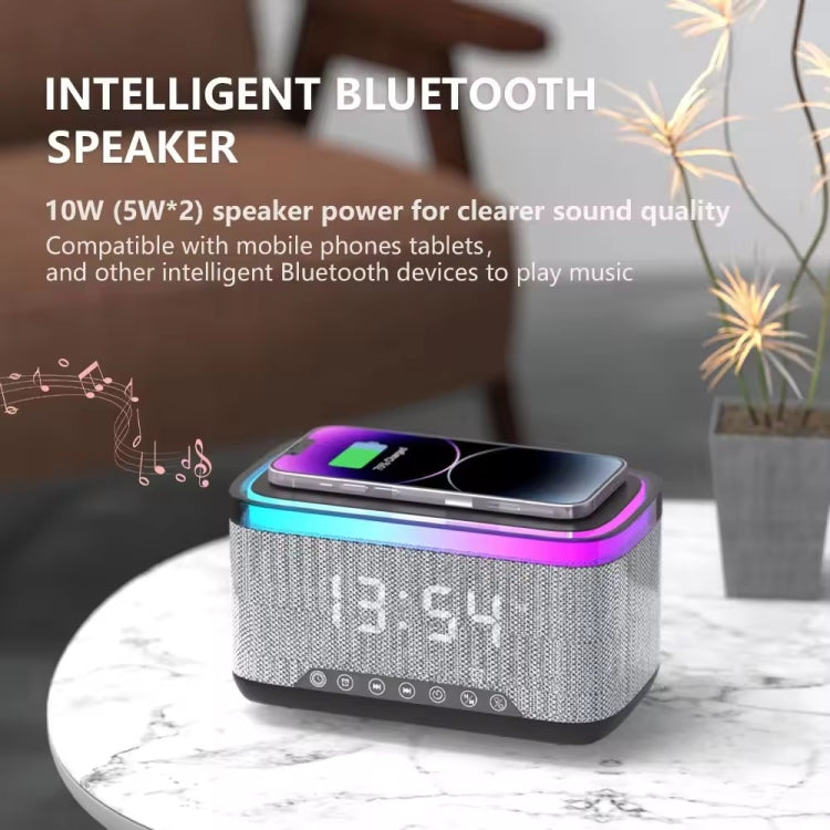 AEC S300 Portable 10W Power Multifunction Bluetooth Speaker Alarm Clock Wireless Charger(White) - Desktop Speaker by AEC | Online Shopping South Africa | PMC Jewellery | Buy Now Pay Later Mobicred