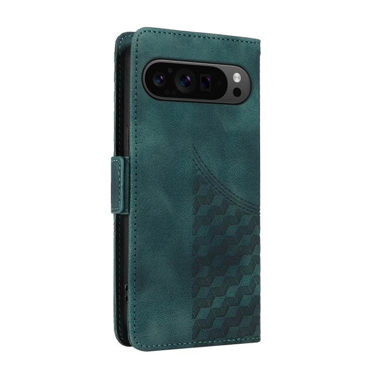 For Google Pixel 9 Pro XL Embossed Rhombus Starry Leather Phone Case(Green) - Google Cases by PMC Jewellery | Online Shopping South Africa | PMC Jewellery | Buy Now Pay Later Mobicred