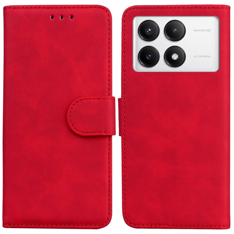 For Xiaomi Redmi K70 / K70 Pro Skin Feel Pure Color Flip Leather Phone Case(Red) - K70 Cases by PMC Jewellery | Online Shopping South Africa | PMC Jewellery | Buy Now Pay Later Mobicred