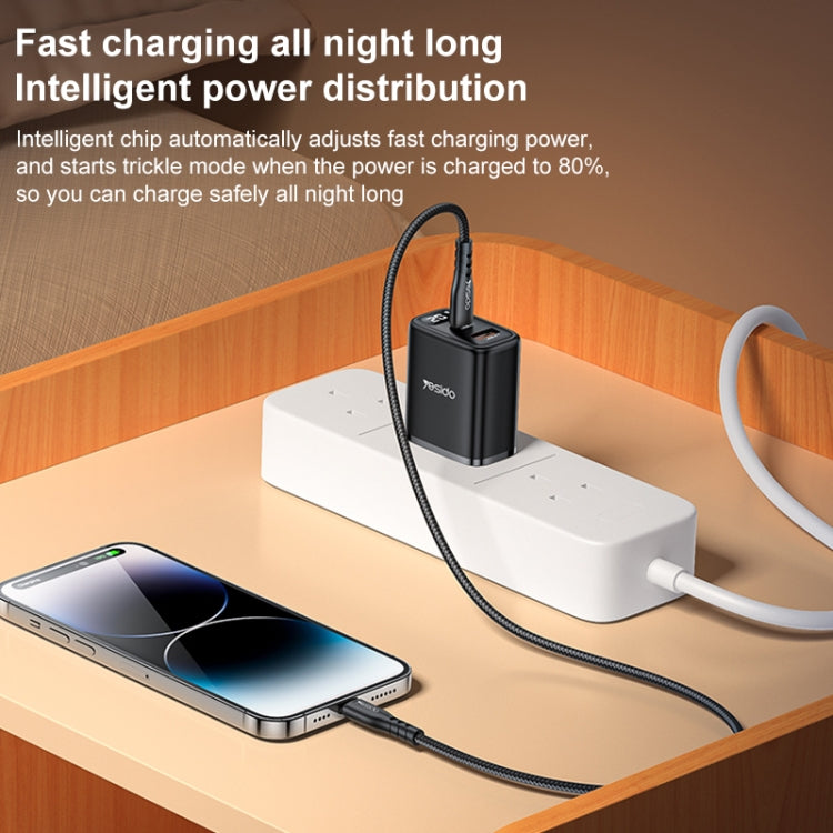 Yesido YC12U 20W USB-C / Type-C + USB Digital Display Charger, Specification:US Plug(Black) - free shipping - PMC TechLife - Order now!
