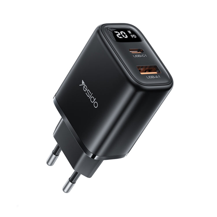 Yesido YC68 20W USB-C / Type-C + USB Digital Display Charger, Specification:EU Plug(Black) - free shipping - PMC TechLife - Order now!