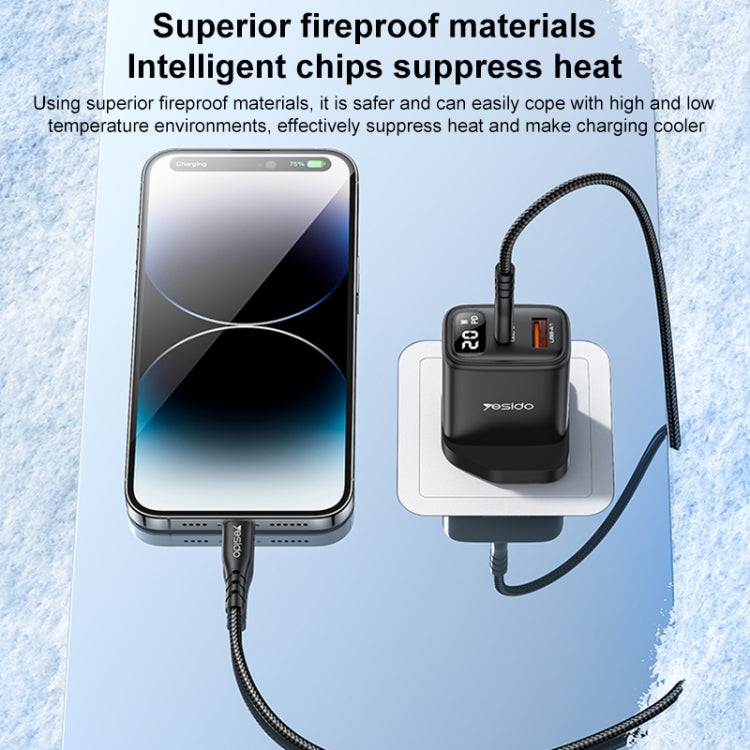 Yesido YC87 PD 20W USB-C / Type-C + USB Digital Display Charger, Specification:UK Plug(Black) - USB Charger by Yesido | Online Shopping South Africa | PMC TechLife | Buy Now Pay Later Mobicred