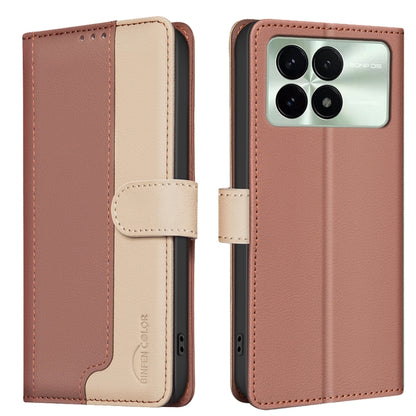 For Xiaomi Redmi K70 / K70 Pro Color Matching RFID Anti-theft Leather Phone Case(Brown) - Xiaomi Cases by PMC Jewellery | Online Shopping South Africa | PMC Jewellery | Buy Now Pay Later Mobicred