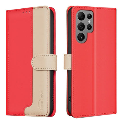 For Samsung Galaxy S25 Ultra 5G Color Matching RFID Anti-theft Leather Phone Case(Red) - Galaxy S25 Ultra 5G Cases by PMC Jewellery | Online Shopping South Africa | PMC Jewellery | Buy Now Pay Later Mobicred