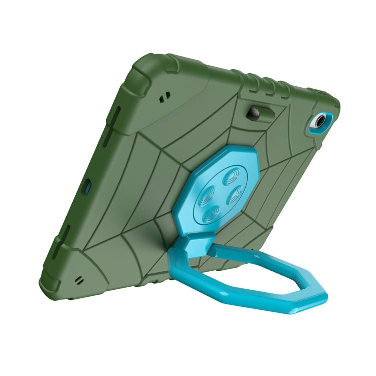 For iPad Air 11 2024 Spider Turntable Handle Stress Relief Tablet Case(Army Green Blue) - iPad Air 11 2024 Cases by PMC Jewellery | Online Shopping South Africa | PMC Jewellery | Buy Now Pay Later Mobicred