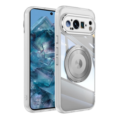 For Google Pixel 9 Pro XL 360 Holder Magsafe Acrylic Hybrid TPU Phone Case(Frosted White) - Google Cases by PMC Jewellery | Online Shopping South Africa | PMC Jewellery | Buy Now Pay Later Mobicred