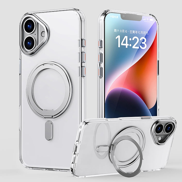 For iPhone 16 360 Rotating MagSafe Magnetic Frosted Phone Case(Transparent) - iPhone 16 Cases by PMC Jewellery | Online Shopping South Africa | PMC Jewellery | Buy Now Pay Later Mobicred