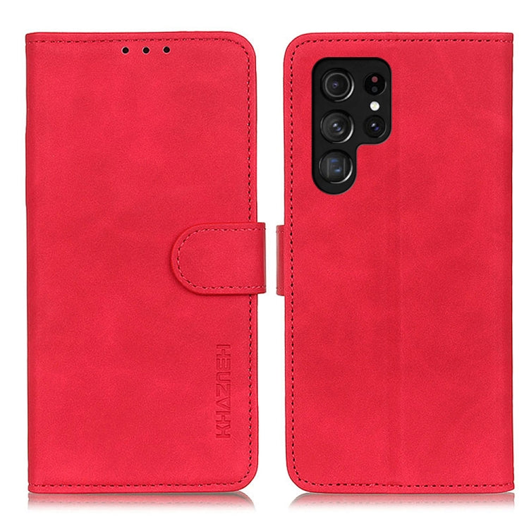 For Samsung Galaxy S25 Ultra 5G KHAZNEH Retro Texture Horizontal Flip Leather Phone Case(Red) - Galaxy S25 Ultra 5G Cases by PMC Jewellery | Online Shopping South Africa | PMC Jewellery | Buy Now Pay Later Mobicred