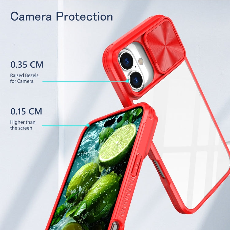 For iPhone 16 Plus Sliding Camshield Acrylic Hybrid TPU Phone Case(Red) - iPhone 16 Plus Cases by PMC Jewellery | Online Shopping South Africa | PMC Jewellery | Buy Now Pay Later Mobicred