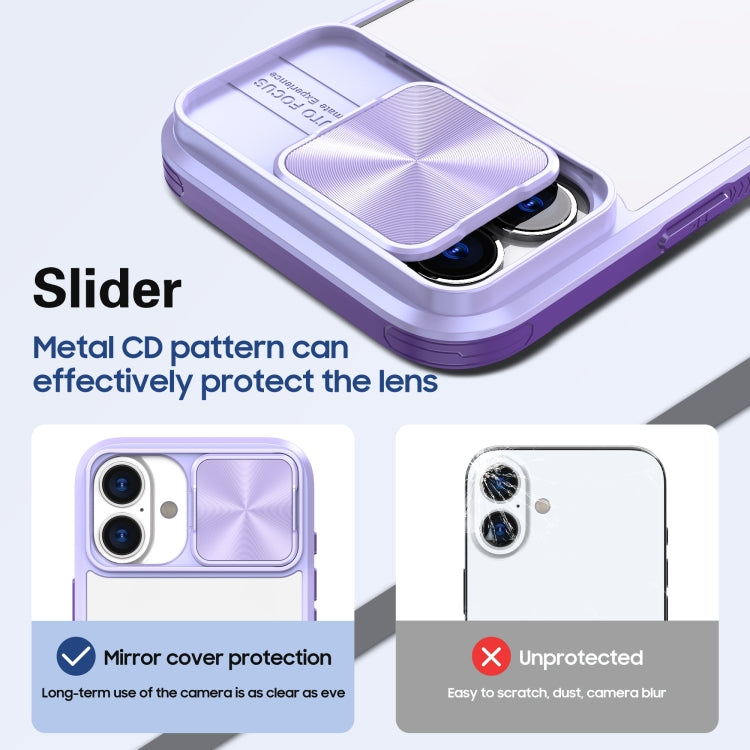 For iPhone 16 Plus Sliding Camshield Acrylic Hybrid TPU Phone Case(Purple) - iPhone 16 Plus Cases by PMC Jewellery | Online Shopping South Africa | PMC Jewellery | Buy Now Pay Later Mobicred