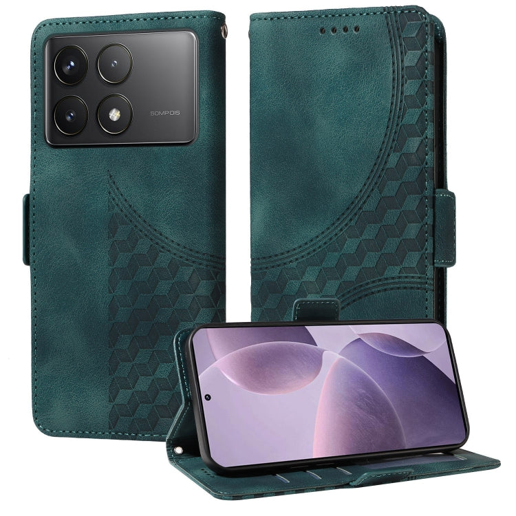 For Redmi K70 / K70 Pro Embossed Rhombus Starry Leather Phone Case(Green) - K70 Pro Cases by PMC Jewellery | Online Shopping South Africa | PMC Jewellery | Buy Now Pay Later Mobicred