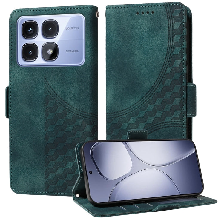 For Redmi K70 Ultra Embossed Rhombus Starry Leather Phone Case(Green) - Xiaomi Cases by PMC Jewellery | Online Shopping South Africa | PMC Jewellery | Buy Now Pay Later Mobicred