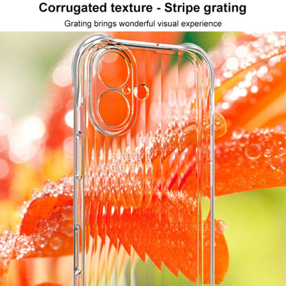 For iPhone 16 IMAK Corrugated Texture Airbag TPU Phone Case(Transparent Black) - iPhone 16 Cases by imak | Online Shopping South Africa | PMC Jewellery | Buy Now Pay Later Mobicred