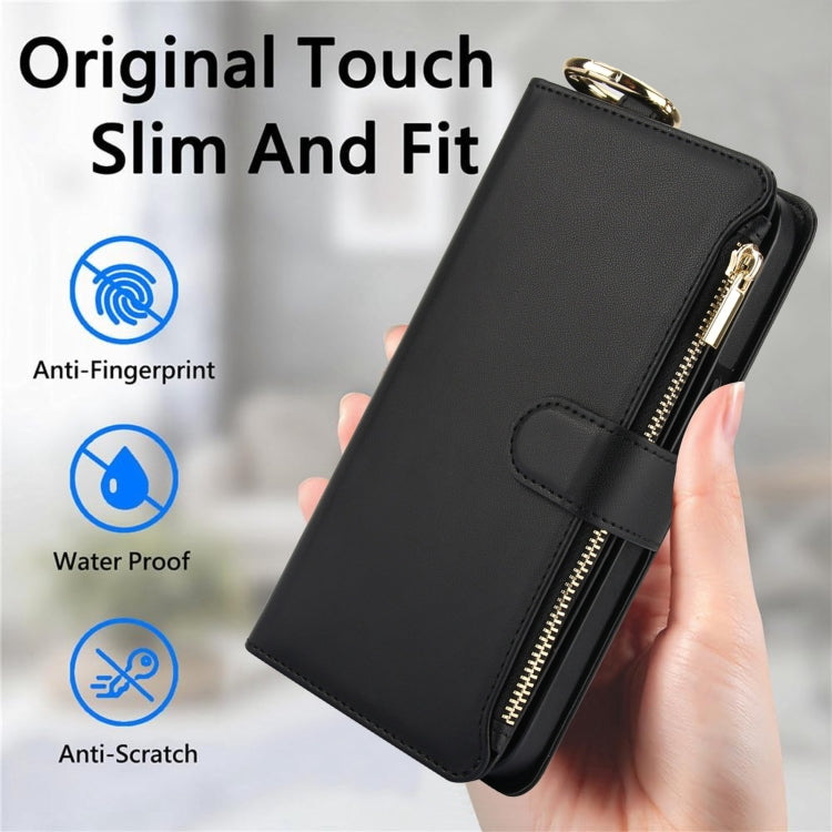 For Samsung Galaxy S24 Ultra 5G Crossbody Ring Multifunctional Wallet Leather Phone Case(Black) - Galaxy S24 Ultra 5G Cases by PMC Jewellery | Online Shopping South Africa | PMC Jewellery | Buy Now Pay Later Mobicred