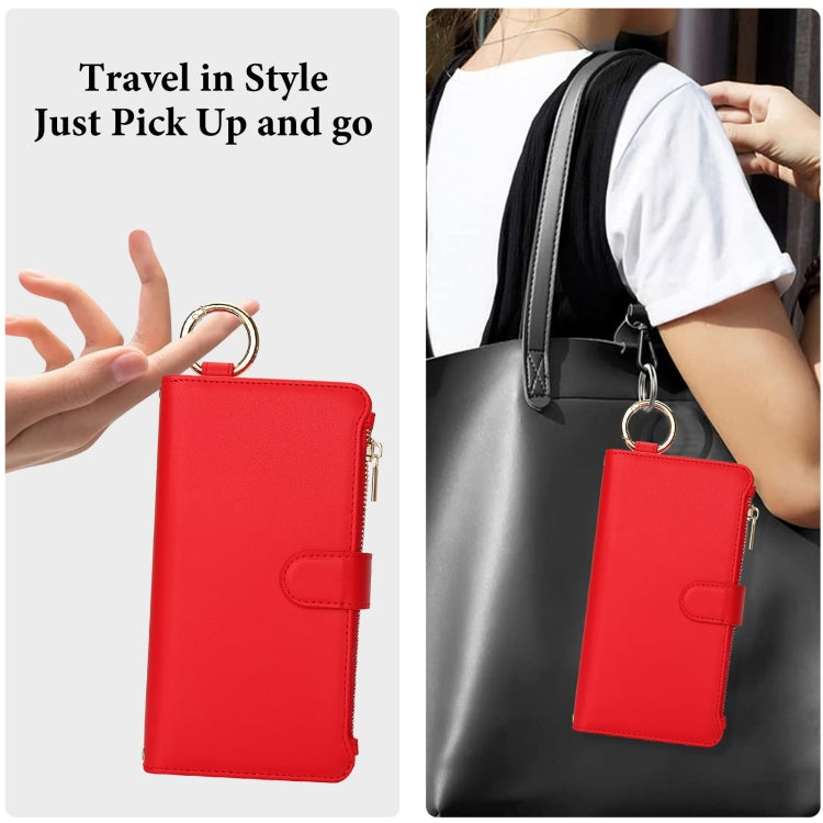 For Samsung Galaxy S24 Ultra 5G Crossbody Ring Multifunctional Wallet Leather Phone Case(Red) - Galaxy S24 Ultra 5G Cases by PMC Jewellery | Online Shopping South Africa | PMC Jewellery | Buy Now Pay Later Mobicred