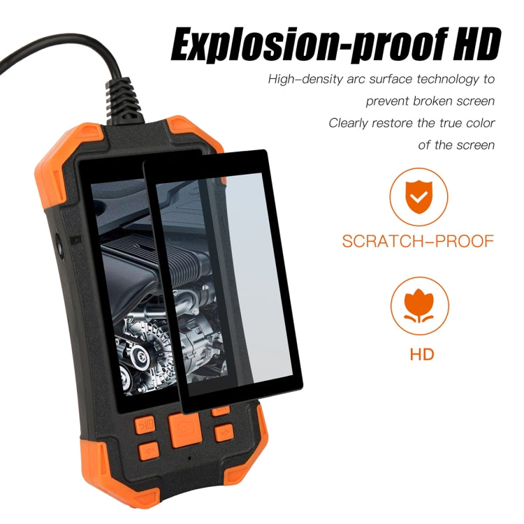 T20 4.3 inch IPS Screen 7.9mm Triple Camera IP67 Waterproof Hard Cable Digital Endoscope, Length:5m(Black Orange) -  by PMC TechLife | Online Shopping South Africa | PMC TechLife | Buy Now Pay Later Mobicred