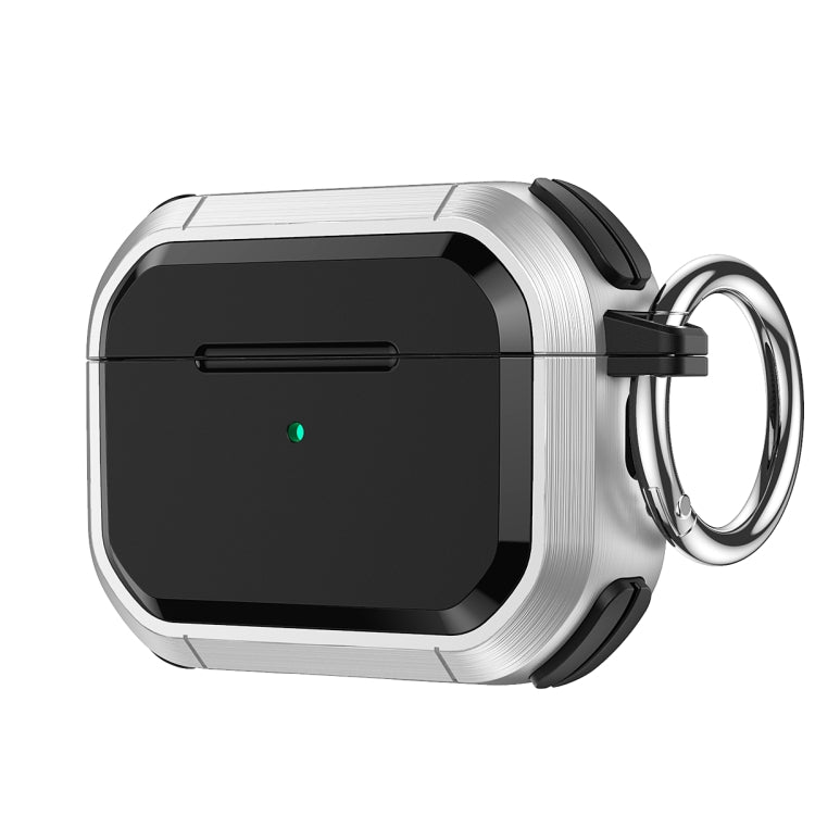 For AirPods Pro / Pro 2 Armor TPU + PC Earbuds Box Protective Case with Metal Buckle(Silver) - For AirPods Pro 2 by PMC Jewellery | Online Shopping South Africa | PMC Jewellery | Buy Now Pay Later Mobicred