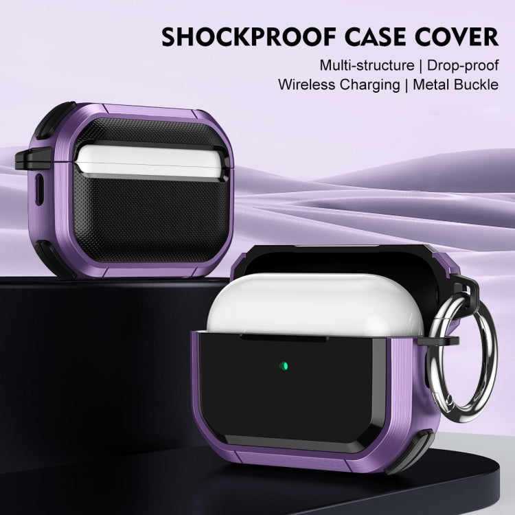 For AirPods 3 Armor TPU + PC Earbuds Box Protective Case with Metal Buckle(Dark Blue) - For AirPods 3 by PMC Jewellery | Online Shopping South Africa | PMC Jewellery | Buy Now Pay Later Mobicred