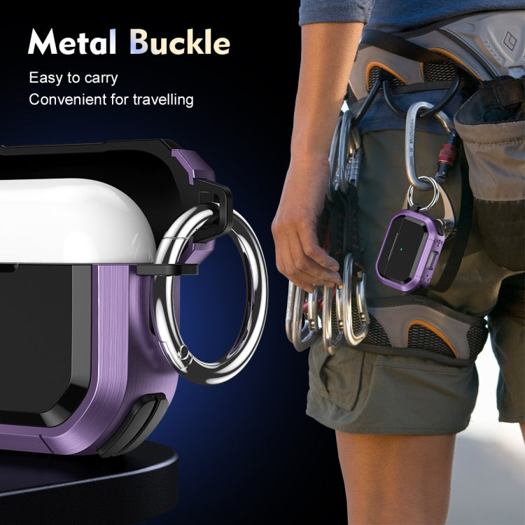 For AirPods Pro / Pro 2 Armor TPU + PC Earbuds Box Protective Case with Metal Buckle(Gold) - For AirPods Pro 2 by PMC Jewellery | Online Shopping South Africa | PMC Jewellery | Buy Now Pay Later Mobicred
