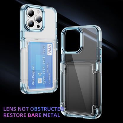 For iPhone 16 Card Holder Acrylic Hybrid TPU Phone Case(Transparent Blue) - iPhone 16 Cases by PMC Jewellery | Online Shopping South Africa | PMC Jewellery | Buy Now Pay Later Mobicred