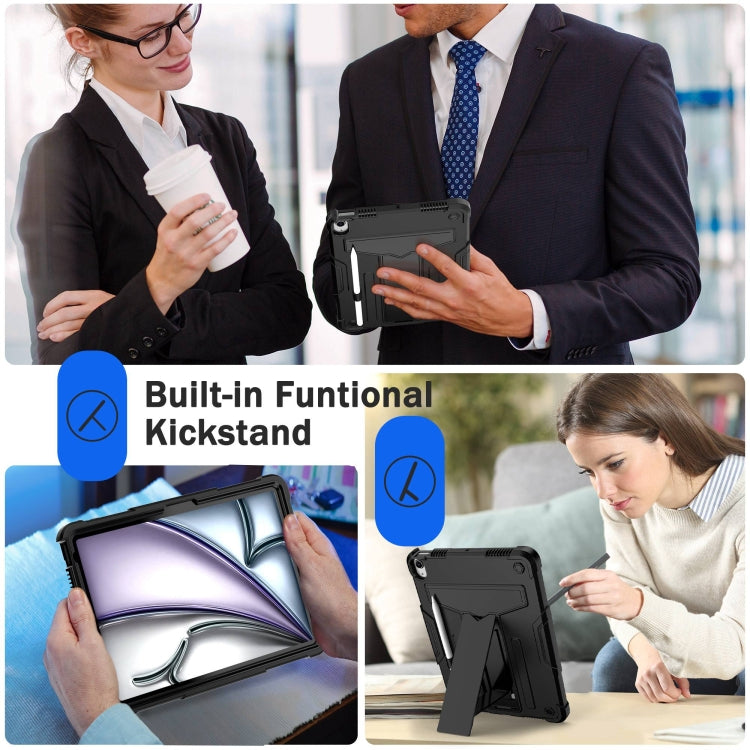 For iPad Air 11 2024 T Holder Robot Silicone Hybrid PC Tablet Case(Black) - iPad Air 11 2024 Cases by PMC TechLife | Online Shopping South Africa | PMC TechLife | Buy Now Pay Later Mobicred