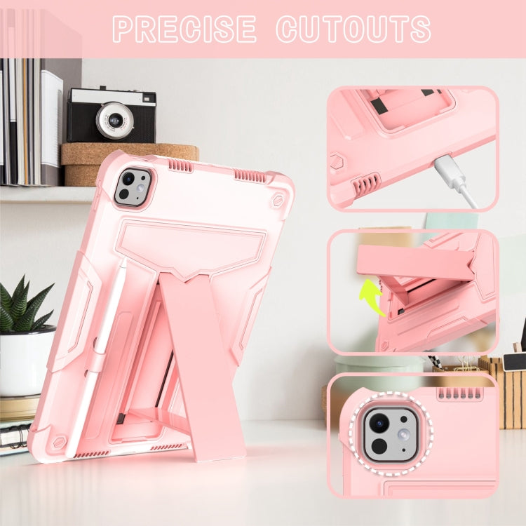 For iPad Pro 11 2024 T Holder Robot Silicone Hybrid PC Tablet Case(Rose Gold) - iPad Pro 11 2024 Cases by PMC Jewellery | Online Shopping South Africa | PMC Jewellery | Buy Now Pay Later Mobicred