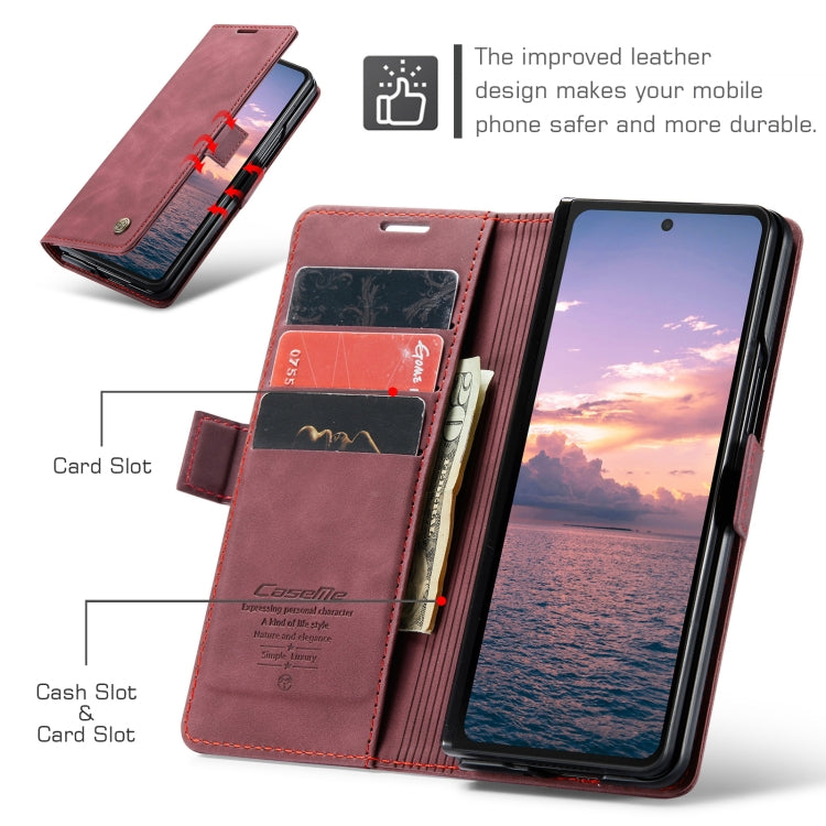 For Samsung Galaxy Z Fold6 5G CaseMe 013 Multifunctional Horizontal Flip Leather Phone Case(Wine Red) - Galaxy Z Fold6 5G Cases by CaseMe | Online Shopping South Africa | PMC Jewellery | Buy Now Pay Later Mobicred