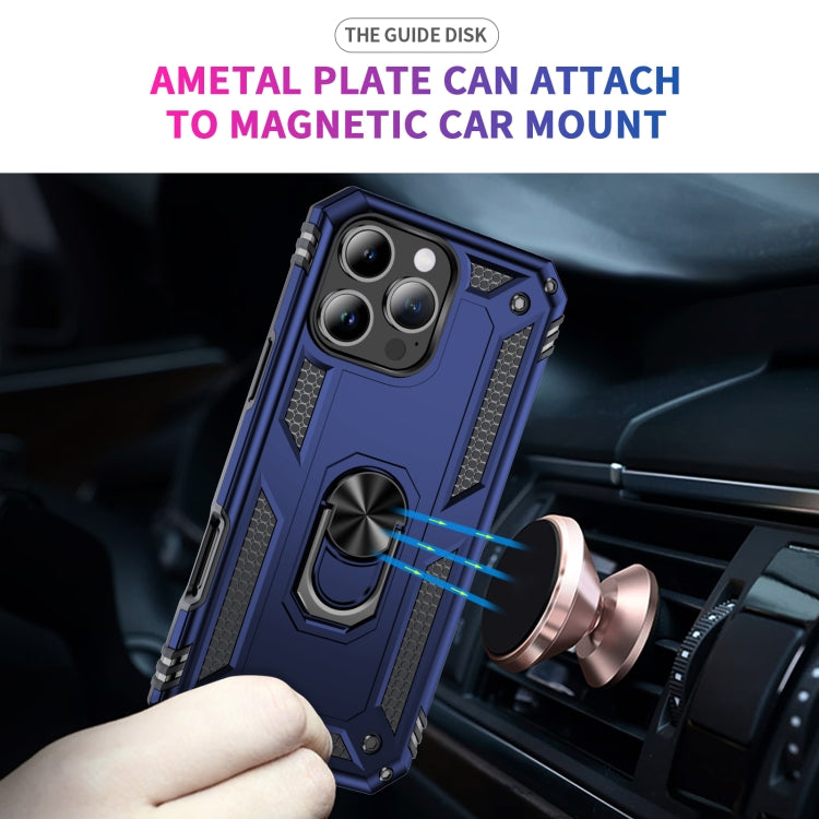 For iPhone 16 Pro Shockproof TPU Hybrid PC Phone Case with Holder(Blue) - iPhone 16 Pro Cases by PMC TechLife | Online Shopping South Africa | PMC TechLife | Buy Now Pay Later Mobicred