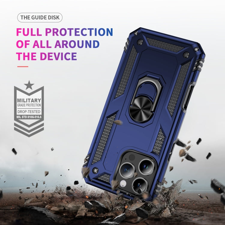 For iPhone 16 Pro Shockproof TPU Hybrid PC Phone Case with Holder(Blue) - iPhone 16 Pro Cases by PMC TechLife | Online Shopping South Africa | PMC TechLife | Buy Now Pay Later Mobicred
