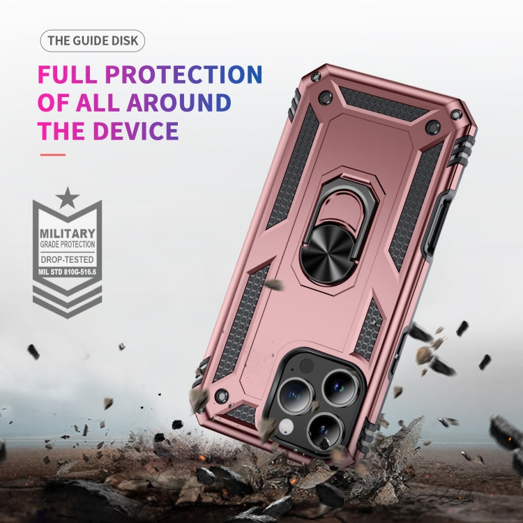 For iPhone 16 Pro Shockproof TPU Hybrid PC Phone Case with Holder(Rose Gold) - iPhone 16 Pro Cases by PMC Jewellery | Online Shopping South Africa | PMC Jewellery | Buy Now Pay Later Mobicred