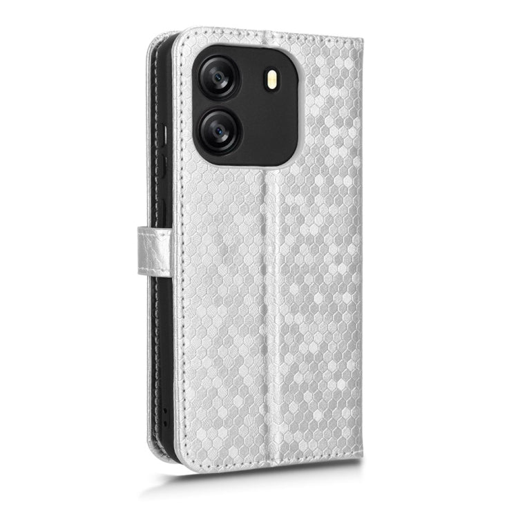 For Blackview Wave 6C Honeycomb Dot Texture Leather Phone Case(Silver) - More Brand by PMC TechLife | Online Shopping South Africa | PMC TechLife | Buy Now Pay Later Mobicred