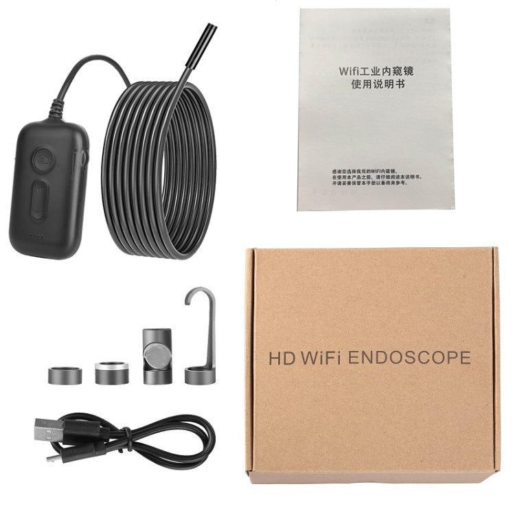 Y15 5.5mm Single Camera WiFi Connected Hard Cable HD Industrial Endoscope, Length:10m(Black) -  by PMC TechLife | Online Shopping South Africa | PMC TechLife | Buy Now Pay Later Mobicred