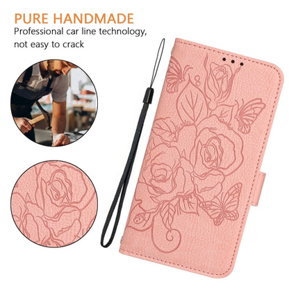 For iPhone SE 2024 Embossed Rose RFID Anti-theft Leather Phone Case(Pink) - More iPhone Cases by PMC Jewellery | Online Shopping South Africa | PMC Jewellery | Buy Now Pay Later Mobicred