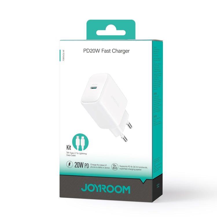 JOYROOM JR-TCF20 PD20W Type-C Port Charger Kit with Type-C to 8 Pin Cable, Plug:EU Plug(White) - USB Charger by JOYROOM | Online Shopping South Africa | PMC Jewellery | Buy Now Pay Later Mobicred