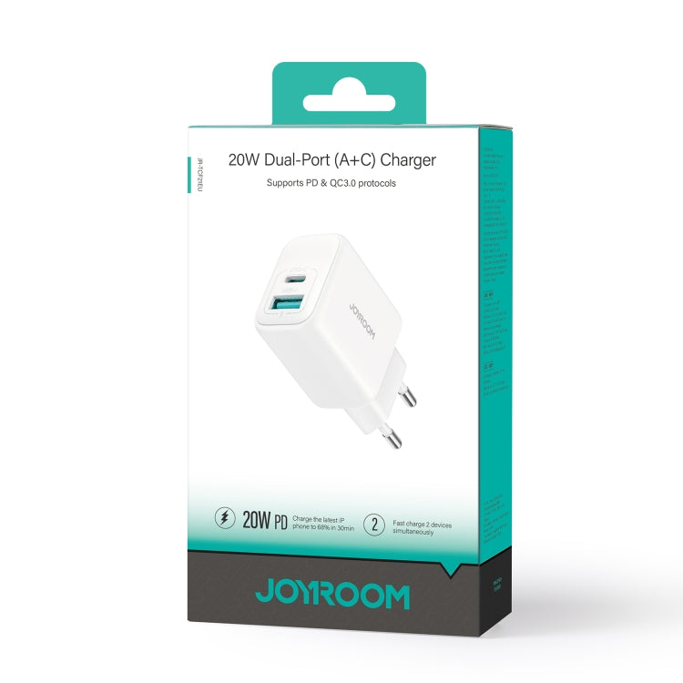 JOYROOM JR-TCF21 20W Dual Ports USB + Type-C Charger, Plug:EU Plug(White) - USB Charger by JOYROOM | Online Shopping South Africa | PMC Jewellery | Buy Now Pay Later Mobicred