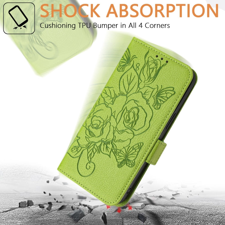 For Samsung Galaxy S25 Ultra 5G Embossed Rose RFID Anti-theft Leather Phone Case(Green) - Galaxy S25 Ultra 5G Cases by PMC Jewellery | Online Shopping South Africa | PMC Jewellery | Buy Now Pay Later Mobicred