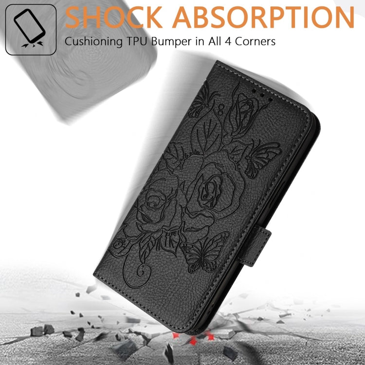 For Blackview A53 Embossed Rose RFID Anti-theft Leather Phone Case(Black) - More Brand by PMC Jewellery | Online Shopping South Africa | PMC Jewellery | Buy Now Pay Later Mobicred