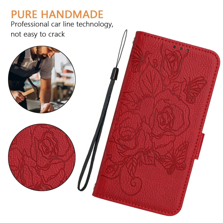 For Blackview WAVE 6C Embossed Rose RFID Anti-theft Leather Phone Case(Red) - More Brand by PMC Jewellery | Online Shopping South Africa | PMC Jewellery | Buy Now Pay Later Mobicred