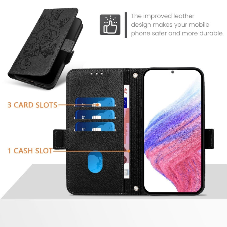 For Ulefone Note 14 Embossed Rose RFID Anti-theft Leather Phone Case(Black) - Ulefone Cases by PMC Jewellery | Online Shopping South Africa | PMC Jewellery | Buy Now Pay Later Mobicred