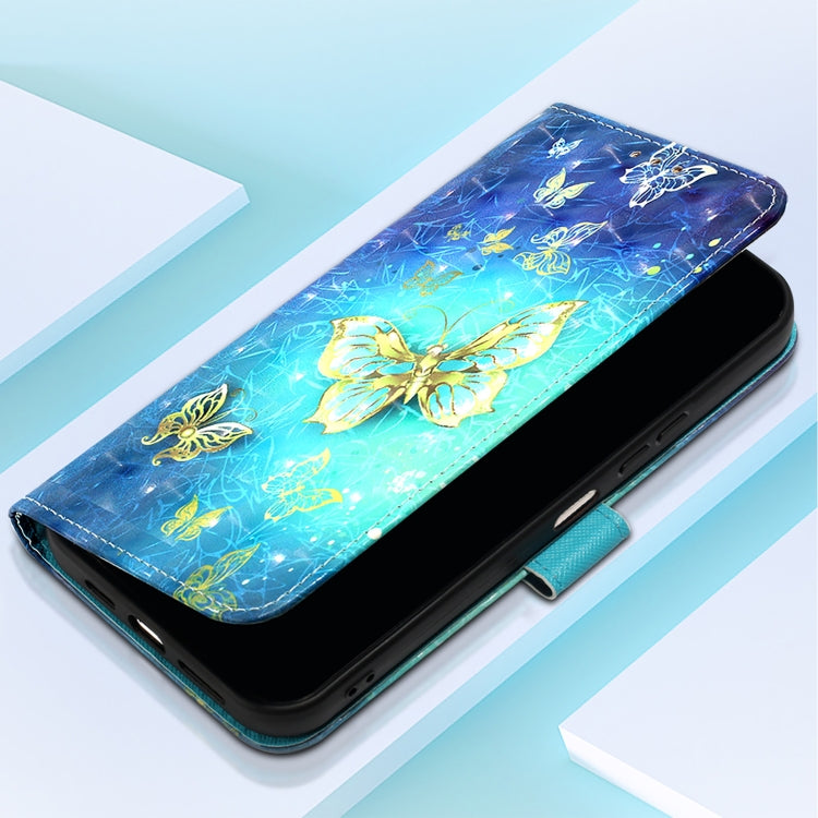 For Samsung Galaxy S25 5G 3D Painting Horizontal Flip Leather Phone Case(Golden Butterfly) - Galaxy S25 5G Cases by PMC Jewellery | Online Shopping South Africa | PMC Jewellery | Buy Now Pay Later Mobicred